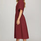 DRESS IN OLIVE, BURGUNDY, TAUPE