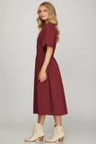DRESS IN OLIVE, BURGUNDY, TAUPE