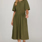 DRESS IN OLIVE, BURGUNDY, TAUPE