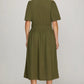 DRESS IN OLIVE, BURGUNDY, TAUPE