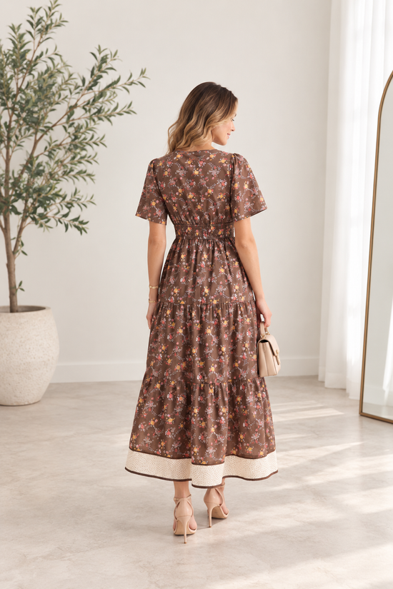 Cotton Floral Bordered Maxi Dress