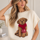 Puppy Short Sleeve Knit Sweater NUDE