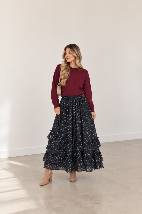Juelie floral navy skirt