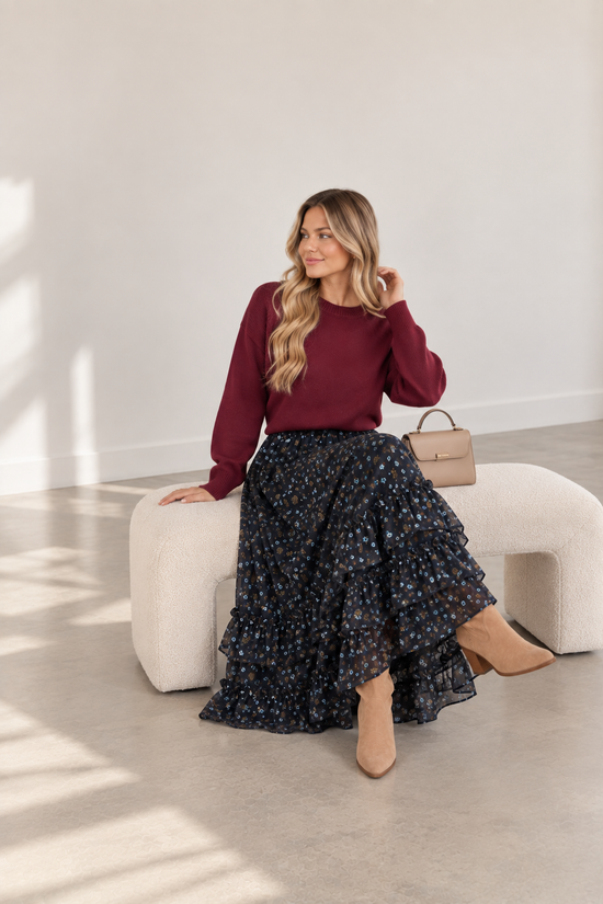 Juelie floral navy skirt