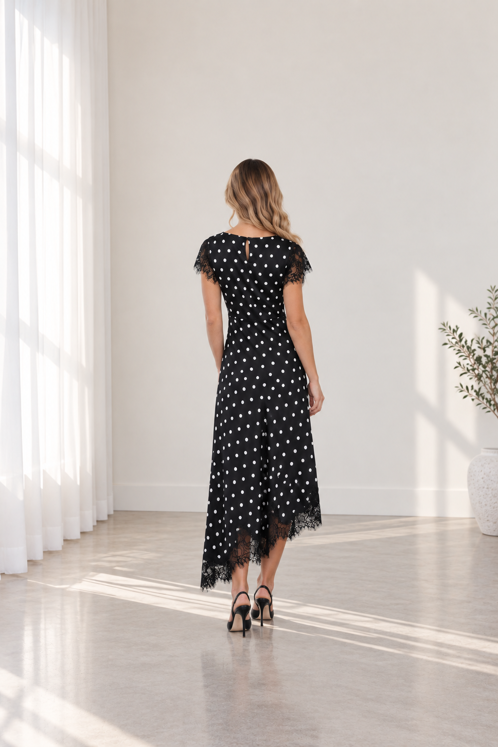 Fernanda Polkadot black dress