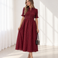 Ana Gingham burgundy dress