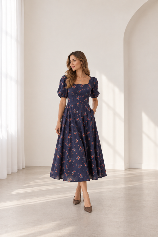 Yailin floral blue dress