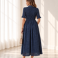Ana Gingham navy dress