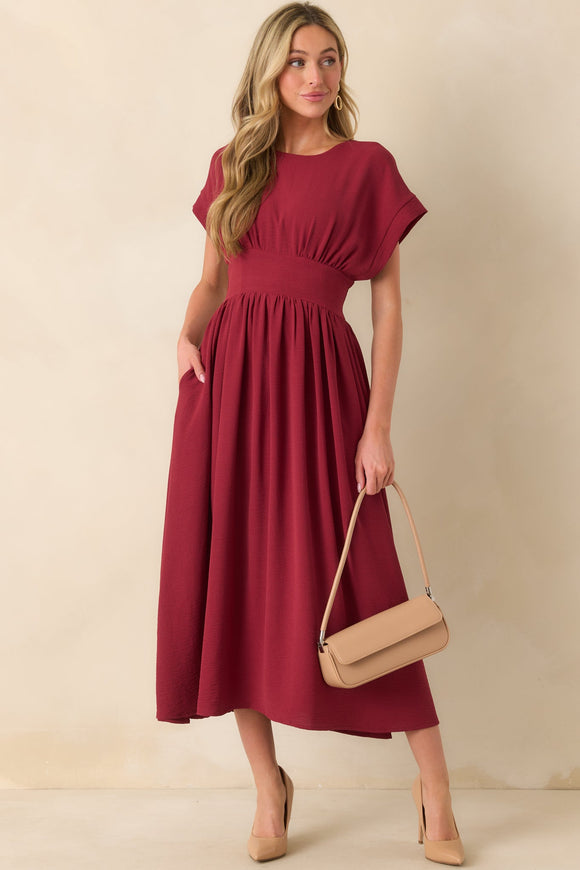 AVA DRESS IN BURGUNDY