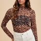 Animal printed Mesh Mock Neck Top / in 2 colors
