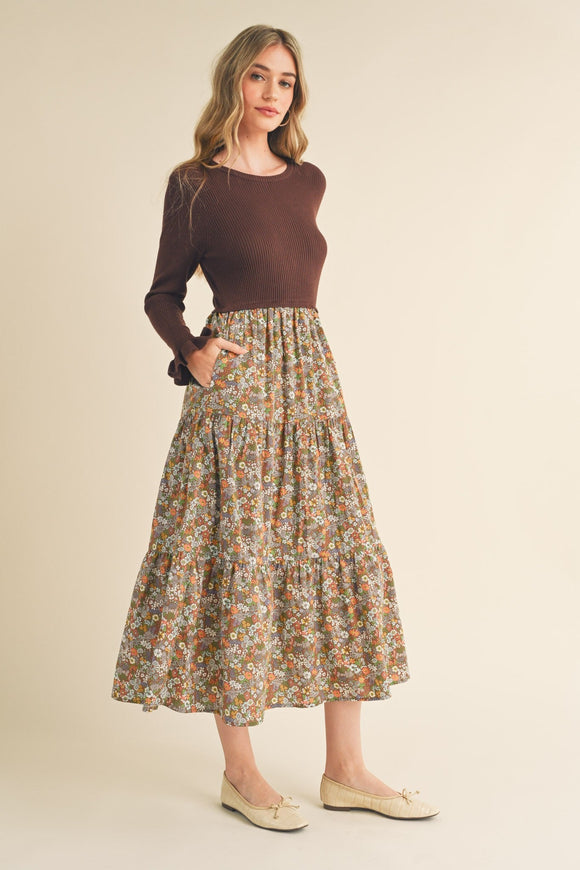 MONICA DRESS IN BROWN