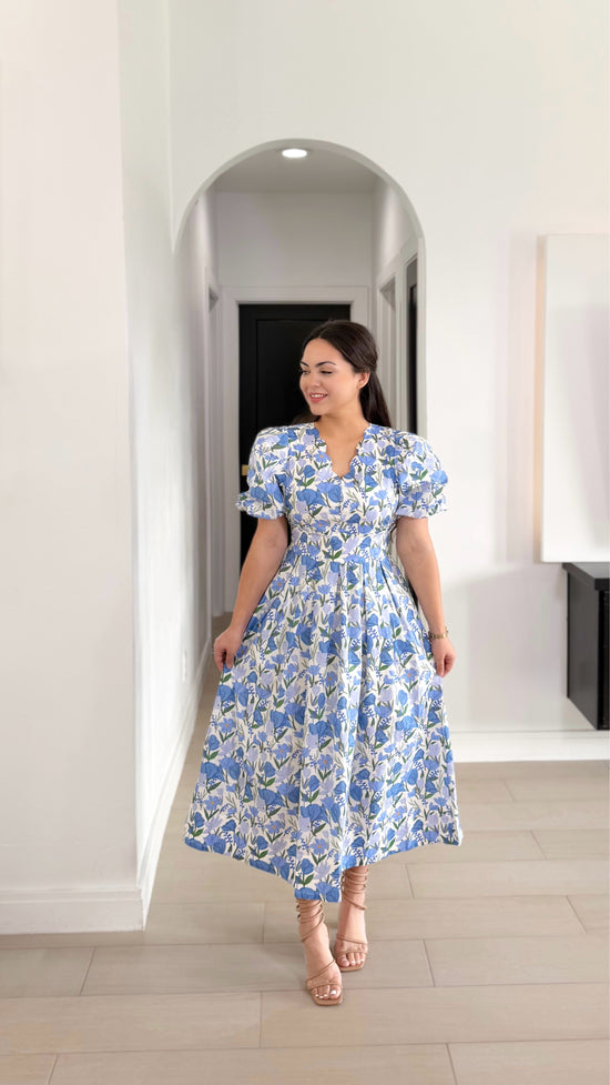 Lea floral dress in blue