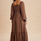 Olivia Dress in brown, green, mulberry