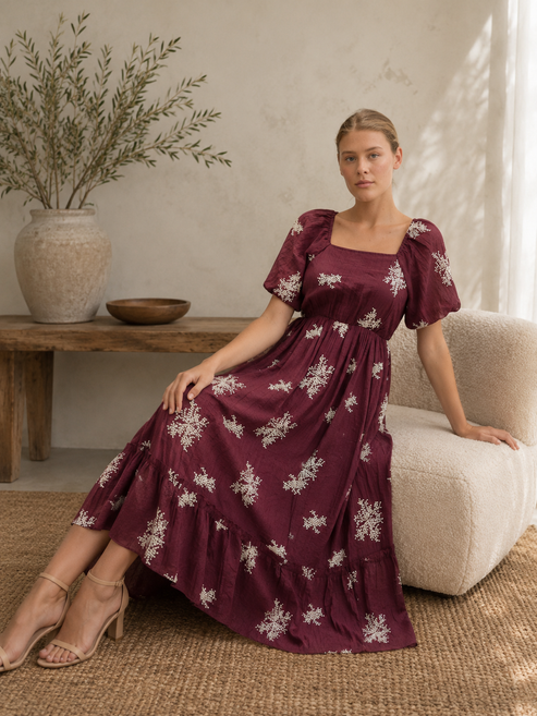 Karla dress in burgundy