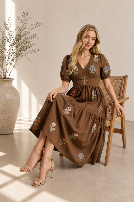 Katy dress in brown