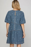 BOW DENIM DRESS