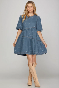 BOW DENIM DRESS