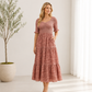 Denis Floral Jacquard Smocked Midi Dress