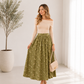 Bella Floral Print Elastic Waist Midi Skirt