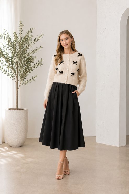 3D Ribbon Button Up Sweater/ cardigan